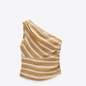 NWT Zara Asymmetrical Jacquard Top